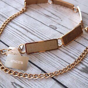 Chicos Womens Gold Link Chain Belt Waist Accessory NEW